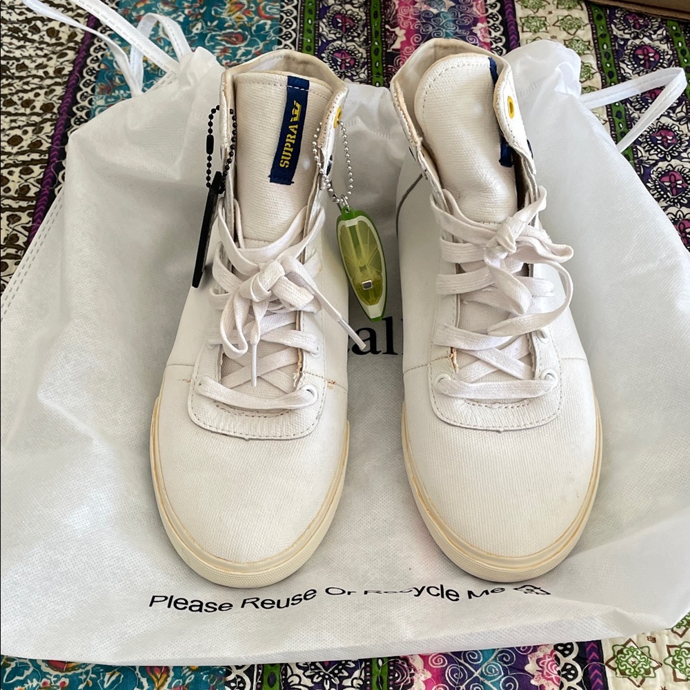 Supra White High-Top Sneakers. Rear unreleased hard to find shoes.